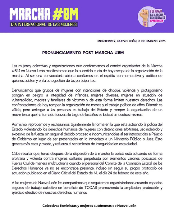 Colectivos feministas señalan detenciones arbitrarias 2 333098568 581703070565783 8073632949688928150 n