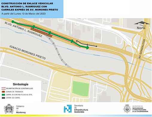 Anuncian trabajos y cierres viales en dos avenidas regias 2 MAPA 1