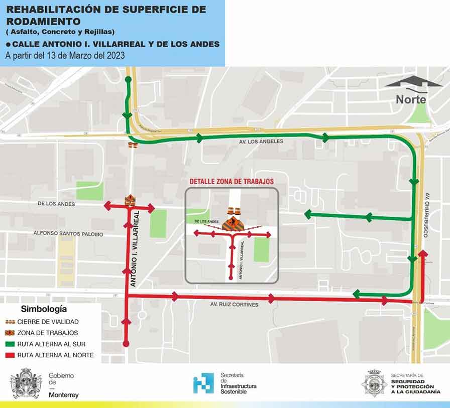 Anuncian trabajos y cierres viales en dos avenidas regias 1 MAPA 2
