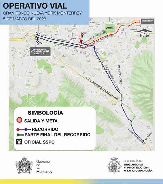 En Monterrey aplicarán cierres viales por carrera ciclista 1 MAPA