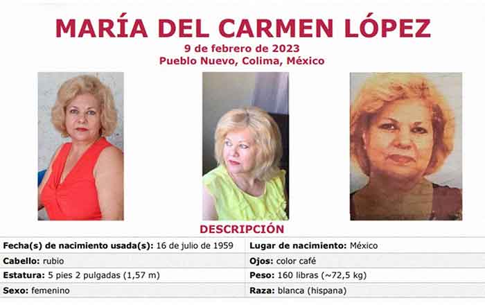 Secuestran a otra estadounidense; hay 20 mil dólares de recompensa 1 MARIA DEL CARMEN