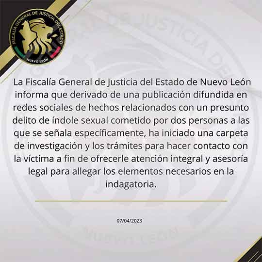 Fiscalía investigará a Adrián Marcelo por presunto abuso sexual 6 COMUNICADO