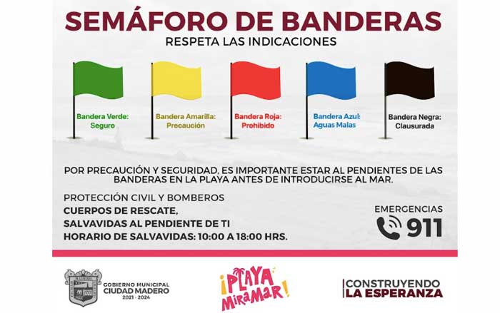 Autoridades piden respetar el Semáforo de Banderas en Playa Miramar 1 semaforo