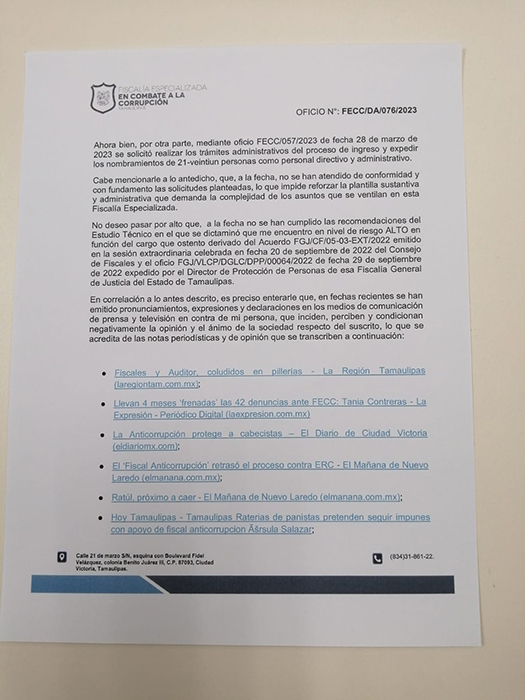 Fiscal pide escoltas y auto blindado pues medios ‘lo están señalando’ 2 2