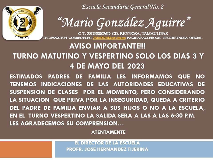 Escuelas de Reynosa con clases en línea, otras suspenden por inseguridad 2 342223318 6238302889568528 2246737128295409361 n
