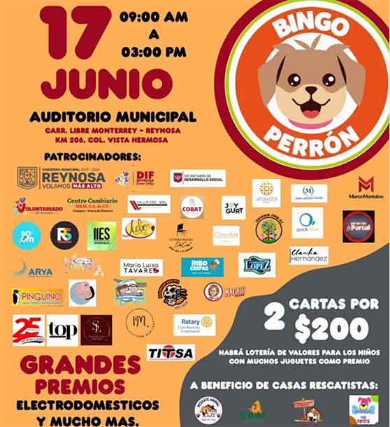 Mañana sábado es el gran Bingo Perrón 1 BINGO 2