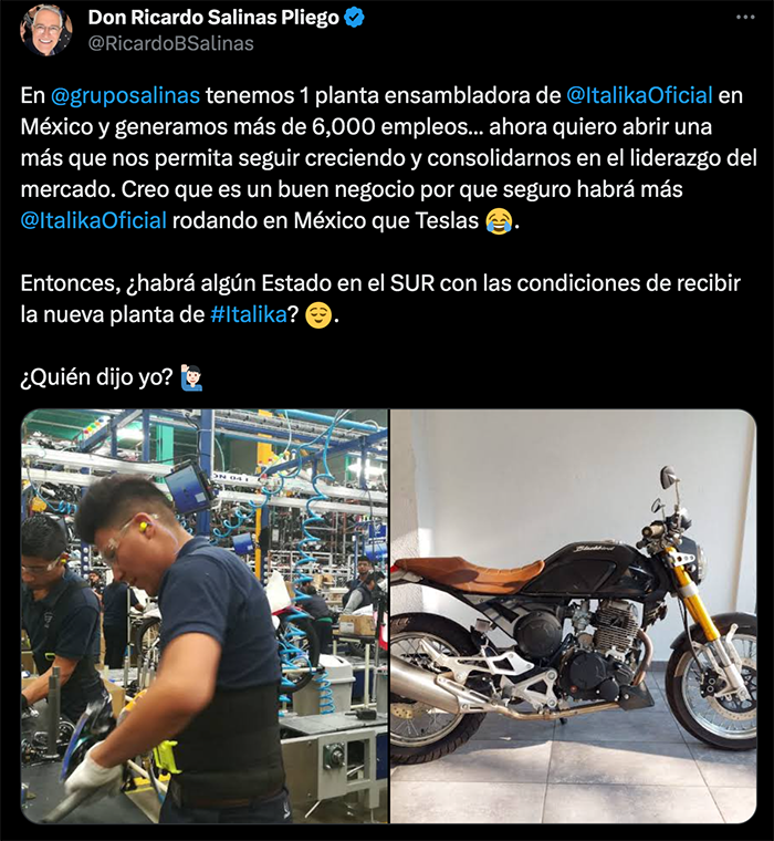 ‘Habrá más Italikas rodando en México que Teslas’, dice Salinas Pliego 1 355046822 1002648660739852 4615150149959481941 n
