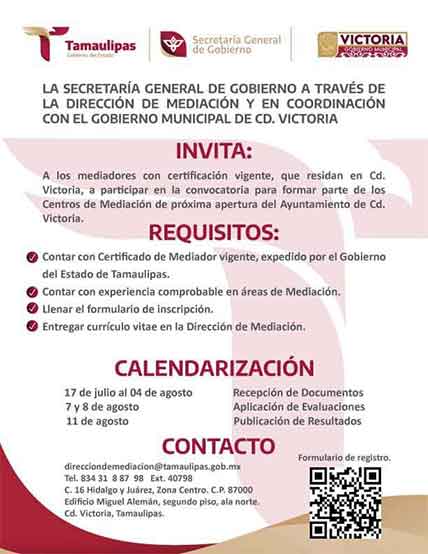 Lanzan convocatoria para selección de mediadores en Tamaulipas 1 COVOCATORIA