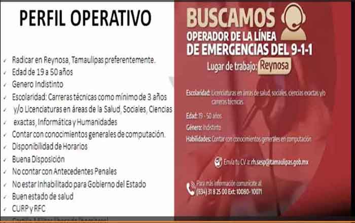 Recomiendan usar 911 y 089 ¡y hay chamba en el C5i! 1 operador