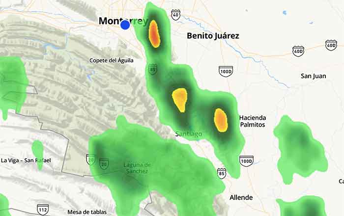 Sorprende la lluvia a la zona metropolitana de Monterrey… otra vez 1 MAPA