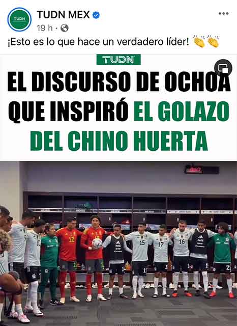 Critican a TUDN por afirmar que discurso de Ochoa inspiró a Huerta 1 OCHOA 2
