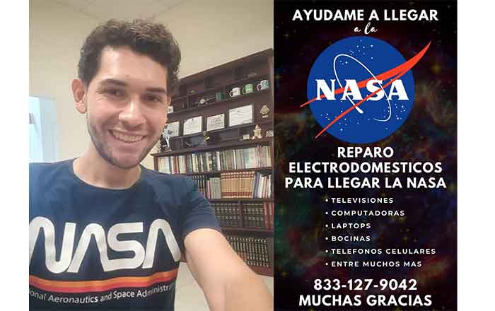 Pablo, seleccionado para ir a la NASA busca recaudar fondos 1 PABLO