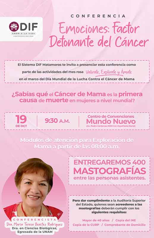 En el Mes Rosa invitan en Matamoros a conferencia sobre cáncer 1 CANCER 2