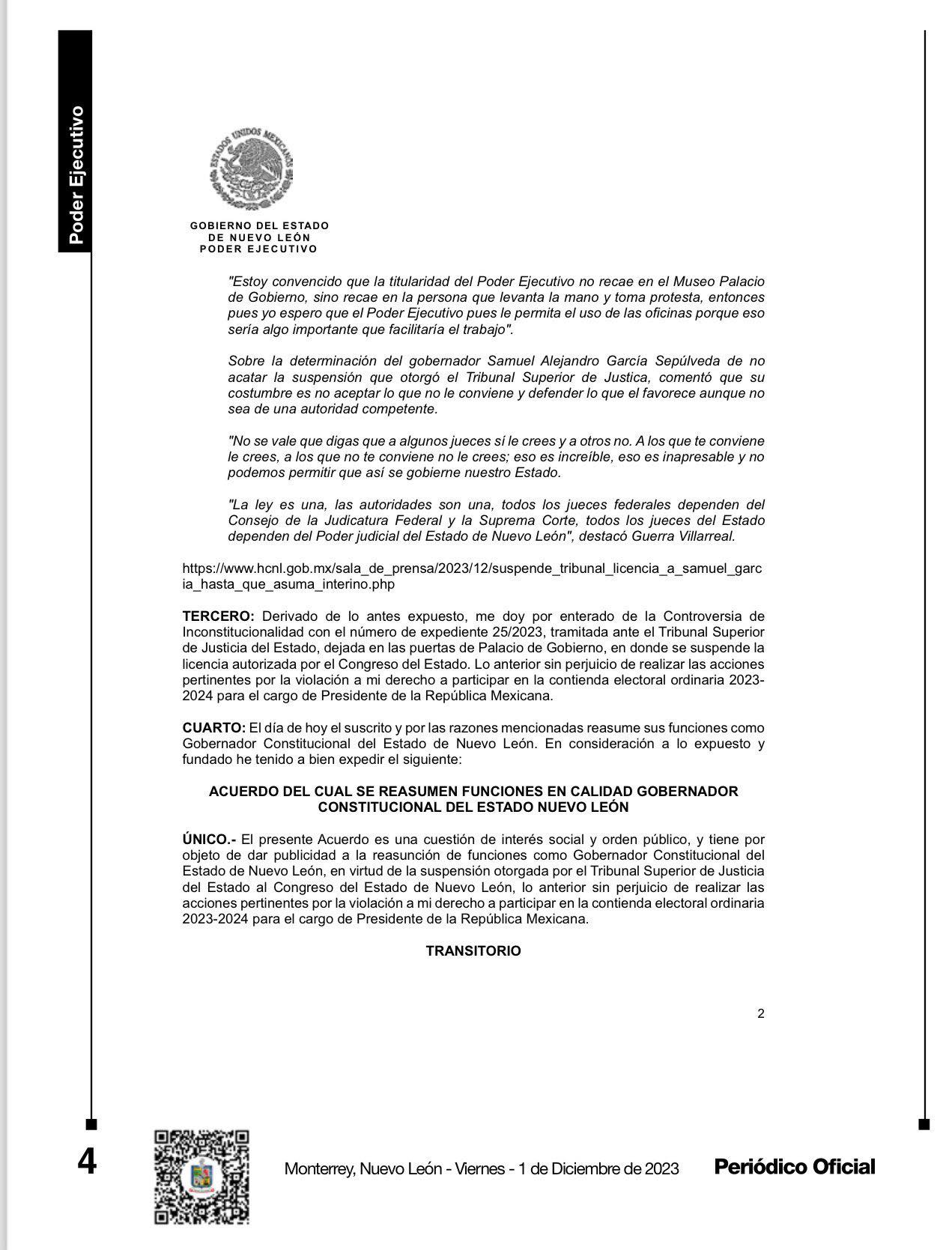 Samuel García regresa de gobernador; renuncia a la presidencia 2 405842713 573213428291434 2359407007336174407 n