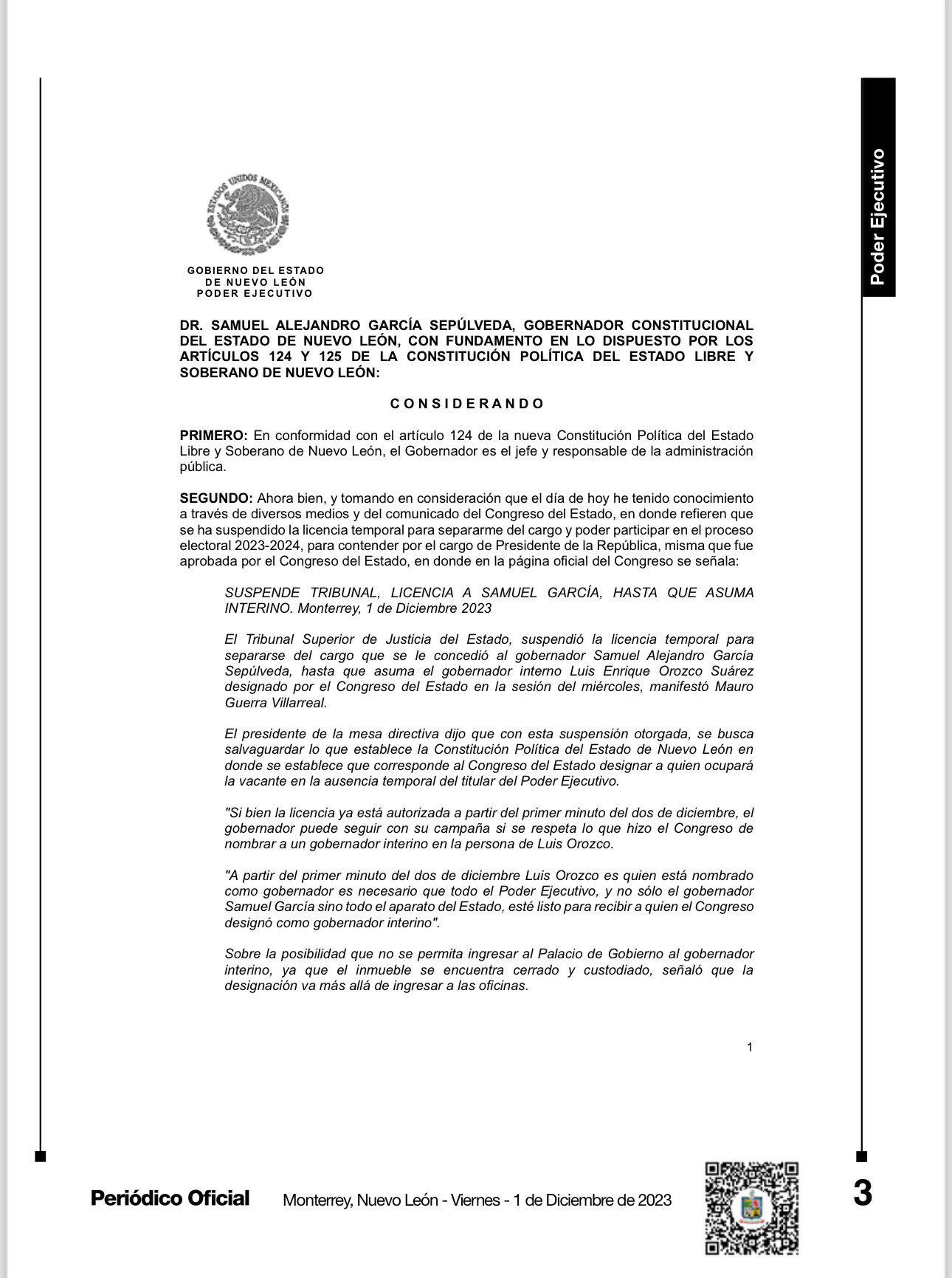 Samuel García regresa de gobernador; renuncia a la presidencia 1 406158955 1098165624677673 759129348137176135 n
