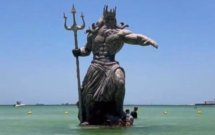 Reportan falso retiro de estatua de Poseidón en Puerto Progreso 1 poseidonn