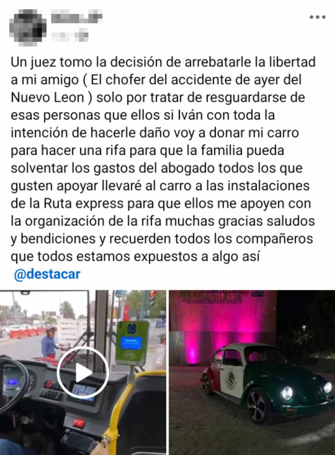 Rifarán bocho para ayudar a chofer de Ruta 107 3 473660835 1837139303548049 293392074272159206 n