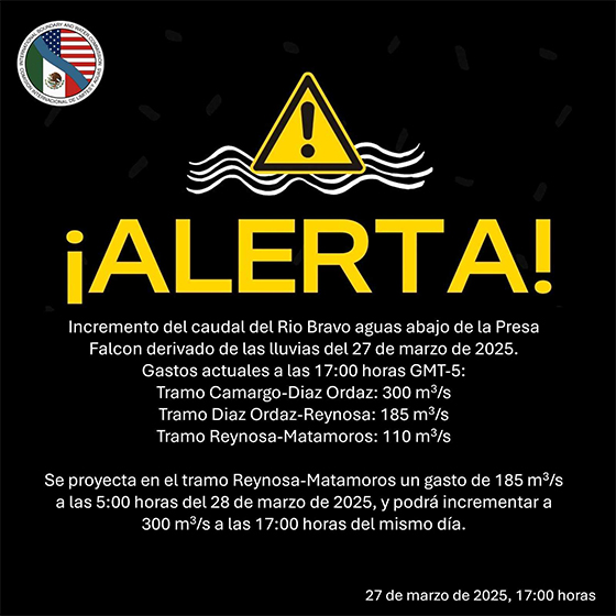 Alerta Protección Civil por crecida del río Bravo 1 ALERTA PC