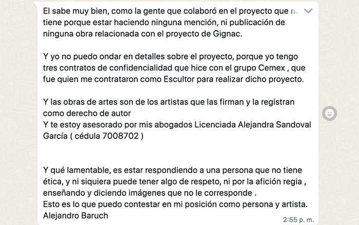 Alejandro Baruch responde a acusación por estatua de Gignac 1 TEXTO