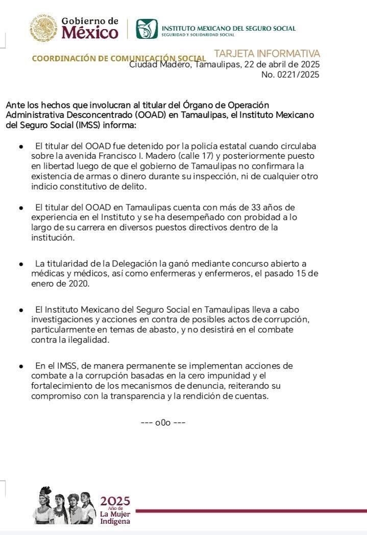 Desmienten detención de delegado del IMSS en Tamaulipas 1 8617d72a 7d5f 4011 a035 563db0e50f0c