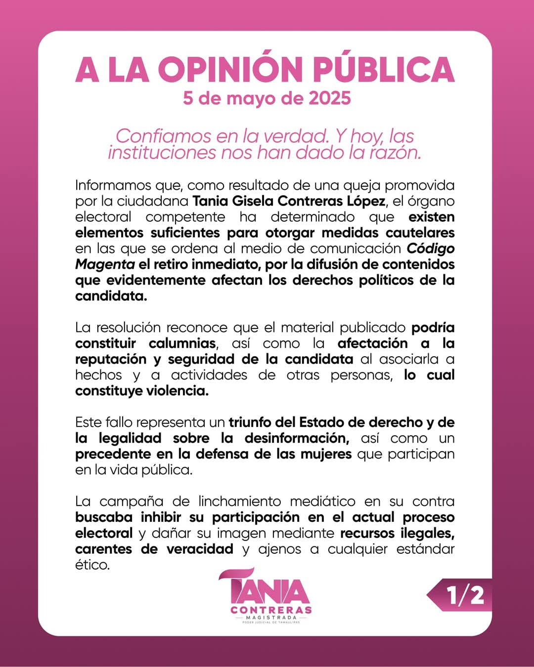 Ordena IETAM bajar publicación contra Tania Contreras 2 494815069 579348534631898 2719005594032345605 n