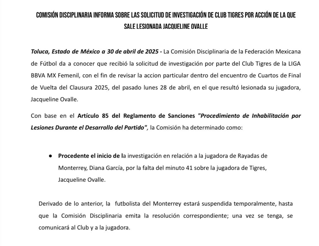 Comisión Disciplinaria suspende a Nicole Pérez tras Clásico Regio Femenil 2 494822234 29337897162522814 1287827338020567723 n