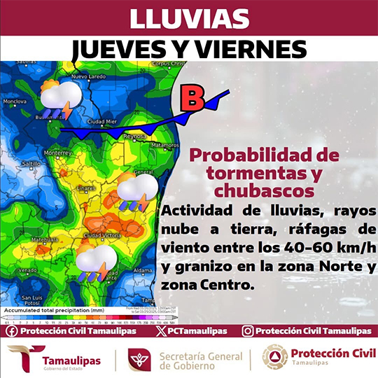 ¿Otra vez? Alertan de tormentas por llegada de frente frío 42 1 CARTEL 1