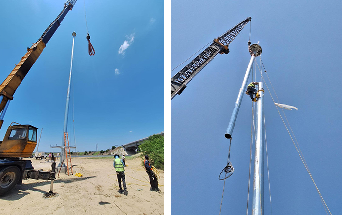 Instala Gobierno Municipal megapostes para iluminar carretera nacional y ribereña 1 postes