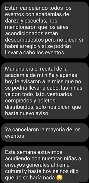 Hay escuelas inconformes por cancelación de eventos en Parque Cultural 2 CHAT