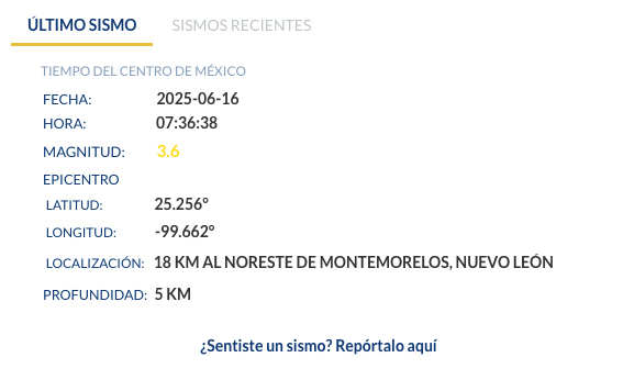 Reportan nuevo temblor en región citrícola de NL 1 TUIT