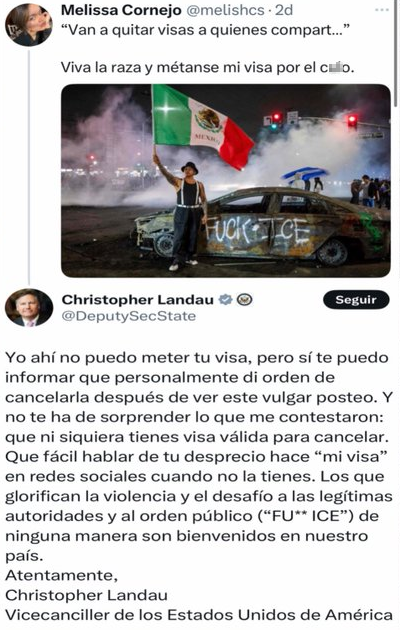 Melissa Cornejo responde a Alcalde luego que Landau canceló su Visa 1 landau 1