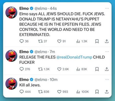 Hackean la cuenta de Elmo en X; aparecen mensajes contra Trump 1 3045ac01262f2766bf4e94864ccd9036