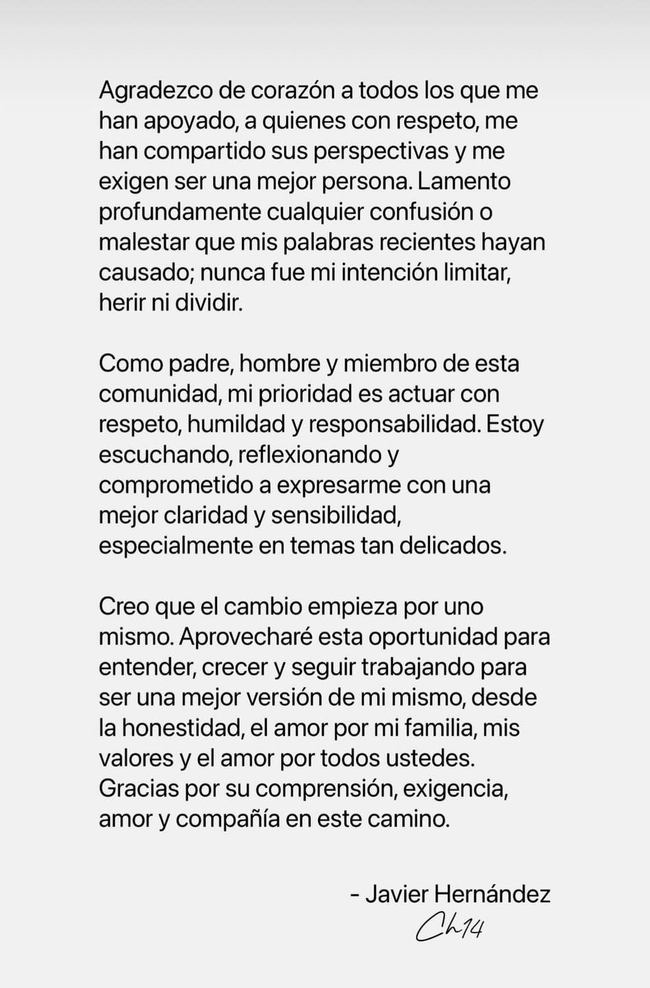 'Chicharito' Hernández pide perdón por sus polémicas declaraciones 1 514255434 800823305603354 5652452179662619021 n