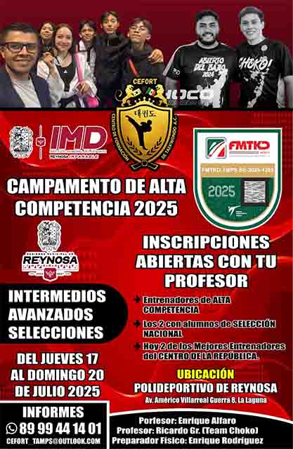 Reynosa será sede del campamento de alta competencia de taekwondo 1 ANUNCIO 2