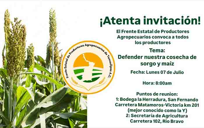 Anuncian agricultores manifestación este lunes 1 ANUNCIO