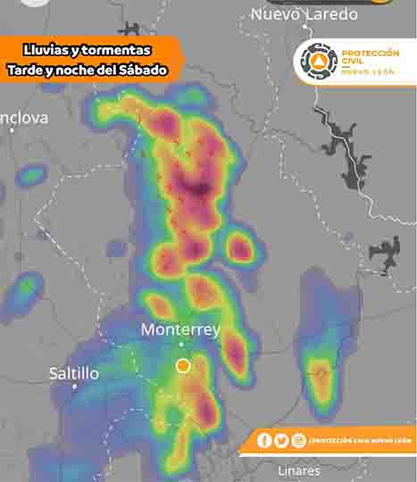 Pronostican lluvias y chubascos para Nuevo León 1 MAPA NL