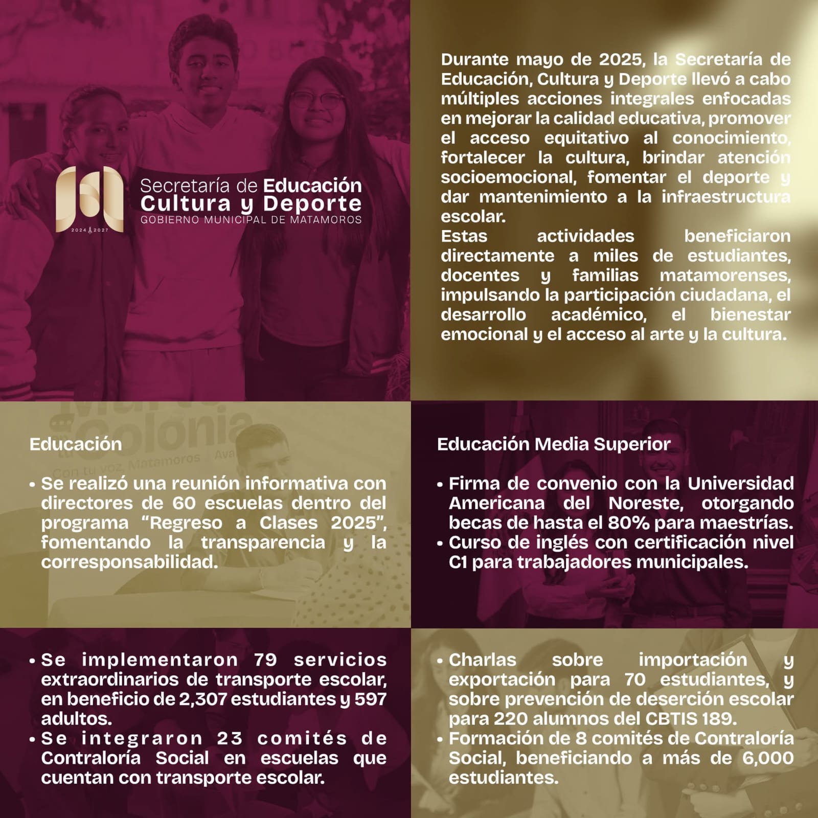 Gobierno municipal impulsa educación, cultura y deporte en beneficio de miles en Matamoros 1 b9baf145 6dab 46c0 86c3 b29592def038