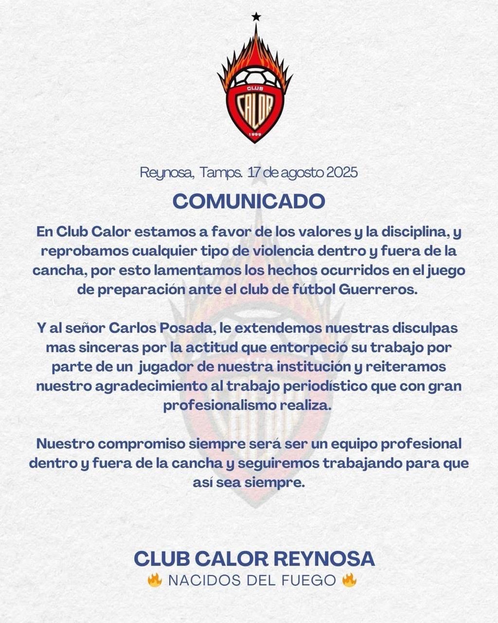 Club Calor lamenta hechos de violencia y ofrece disculpas a periodista 1 530395642 1096639232059741 3735051227180052771 n