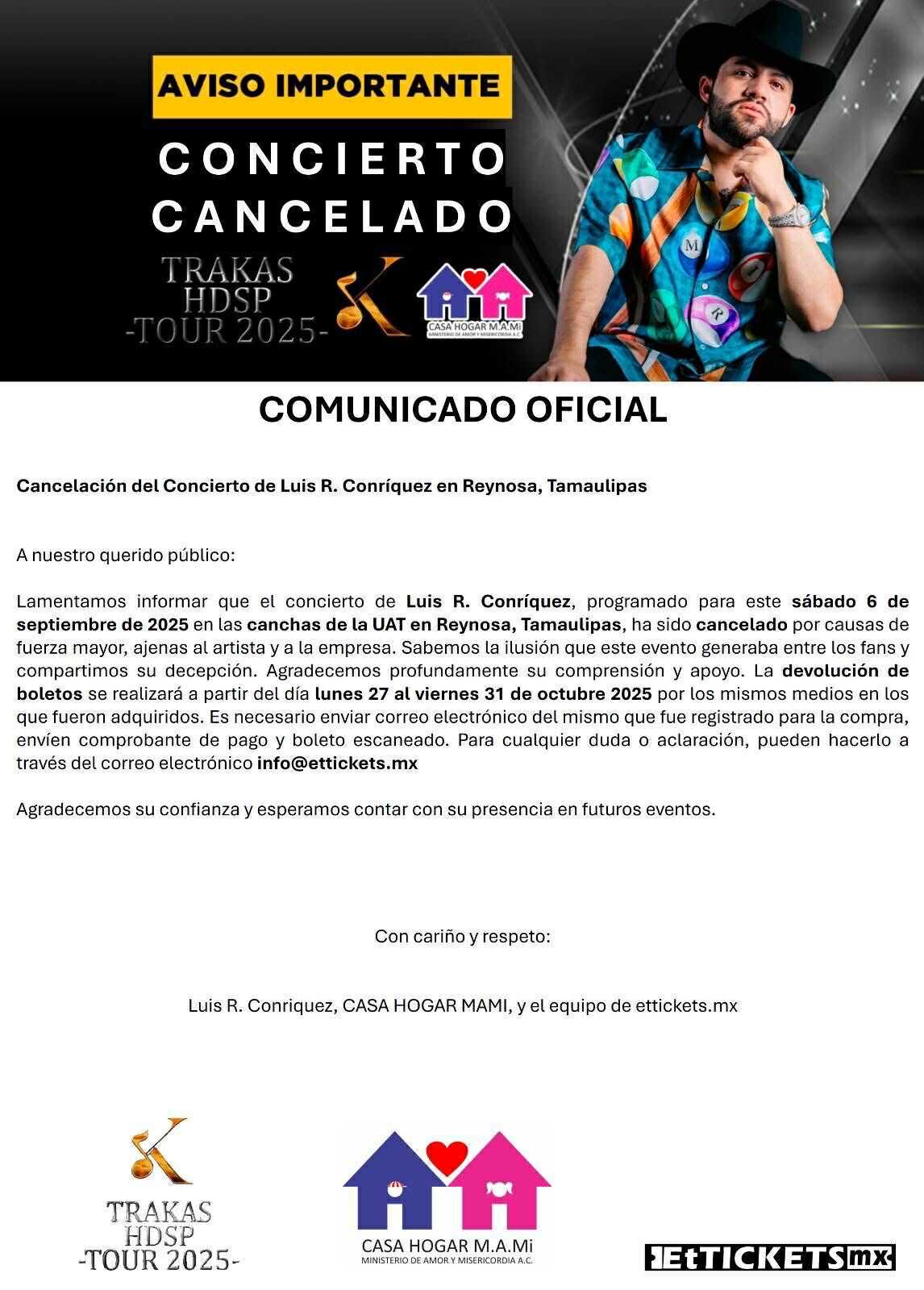 Otro más: Cancelan el concierto de Luis R. Conriquez en Reynosa 1 541201048 784711727373653 6058931701479665464 n
