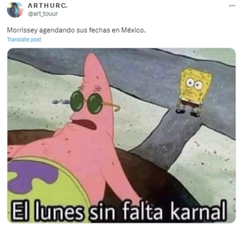 Morrissey cancela conciertos en México y surgen los memes 1 Captura de pantalla 2025 10 31 a las 5.39.00 p.m