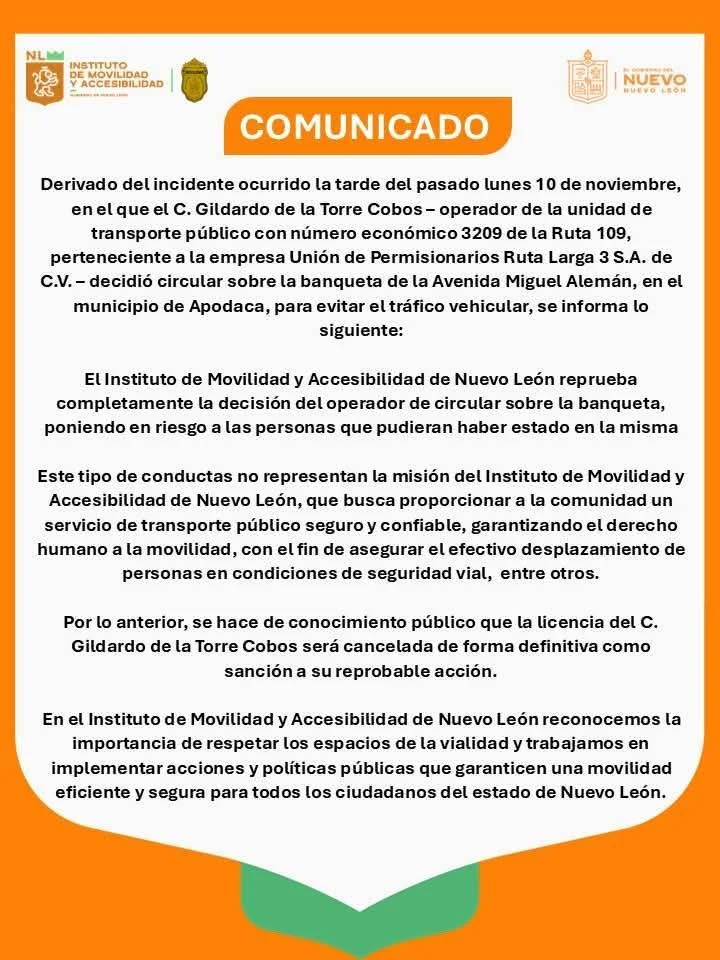 Cancelan licencia de chofer que circuló por la banqueta en Apodaca 1 581921826 1169741538027079 1444722909298795766 n