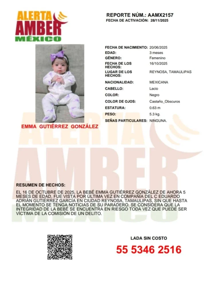 Activan Alerta Amber por desaparición de bebé de 5 meses en Reynosa 1 589805520 1496214978271498 13361118023440973 n