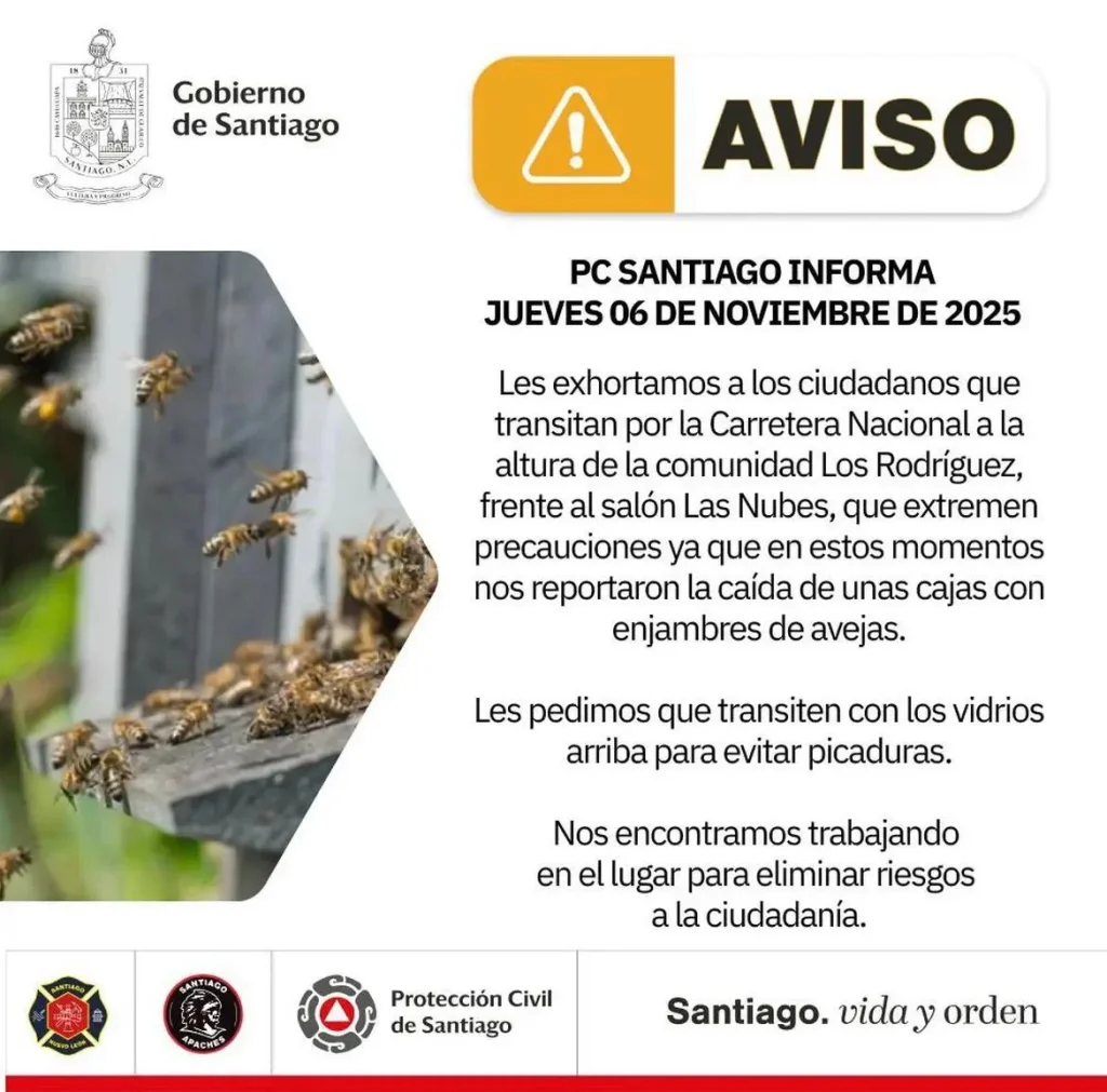 Atienden derrame de miel en Carretera Nacional; hay riesgo por abejas 1 AVISO