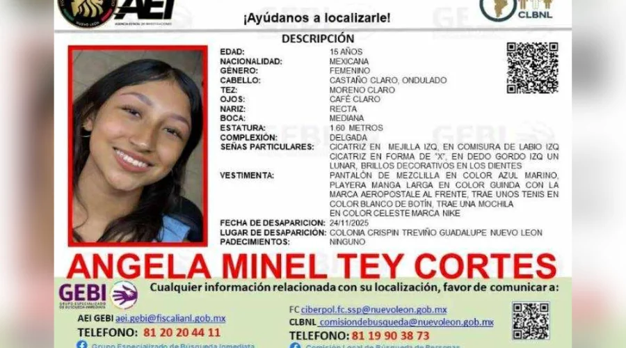 Buscan a Ángela Minel, joven de 15 años que no llegó a su escuela