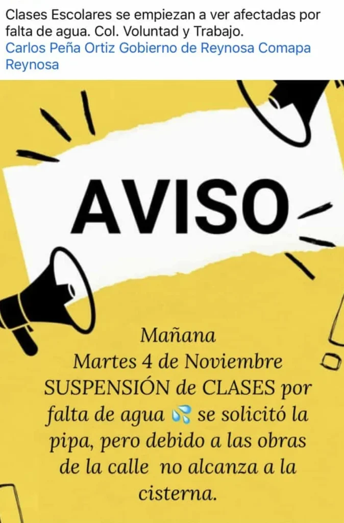 Escuelas recurren a clases en línea ante falta de agua en Reynosa 2 Captura de pantalla 2025 11 04 a las 3.52.02 p.m