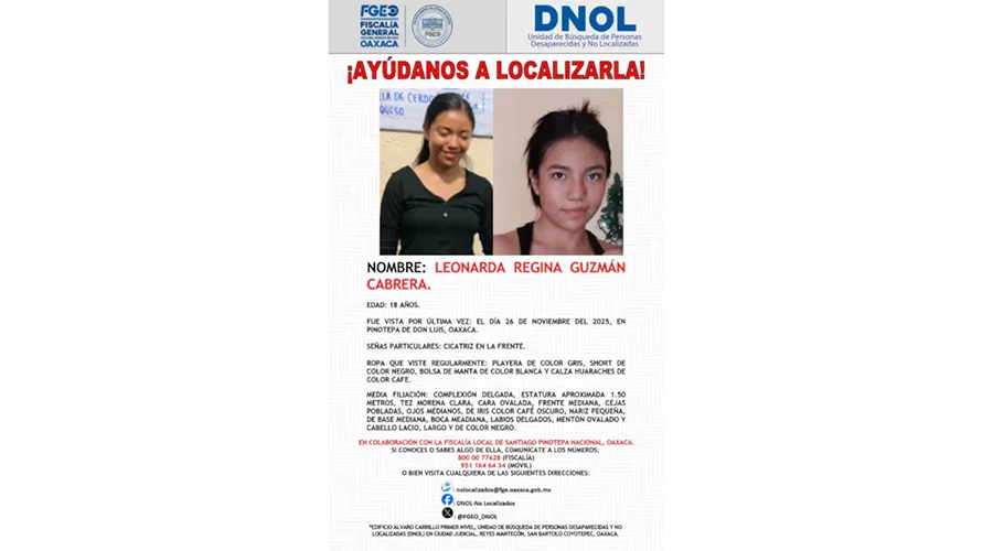 Leonarda Regina desaparece en Oaxaca; suman 10 menores no localizados 1 LEONARDA