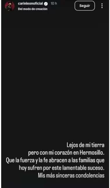 Carín León se pronuncia tras la tragedia en Hermosillo 1 POST