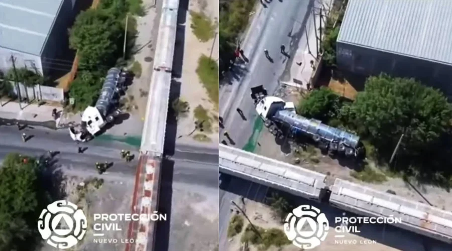 Embiste tren a tráiler con pipa cargada de gasolina 1 Un fuerte
