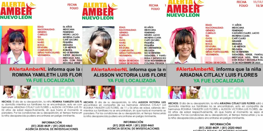 niñas localizadas alerta amber