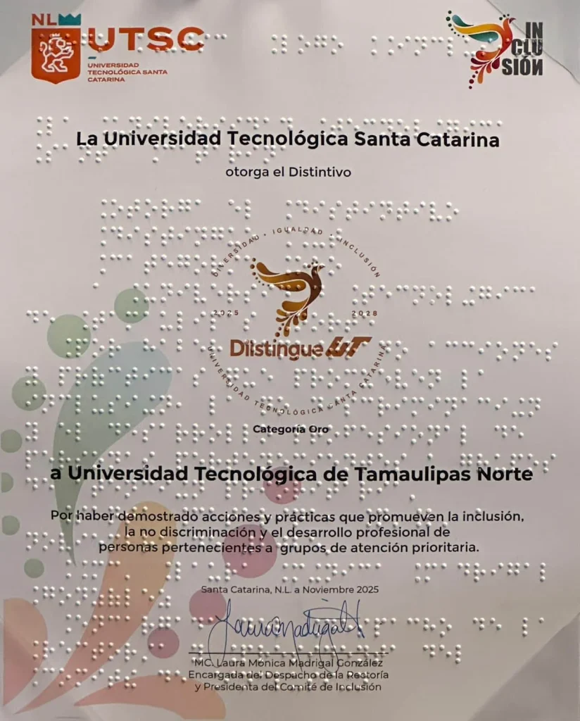 Recibe UTTN Reynosa distintivo oro por impulsar la inclusión educativa 1 590387999 1264203625630635 3414370571707071711 n